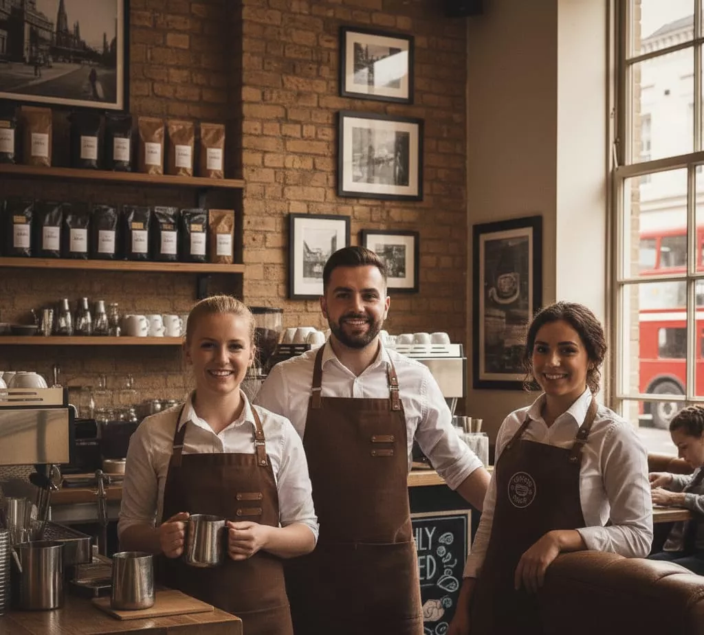 Clean cafe uniforms and aprons